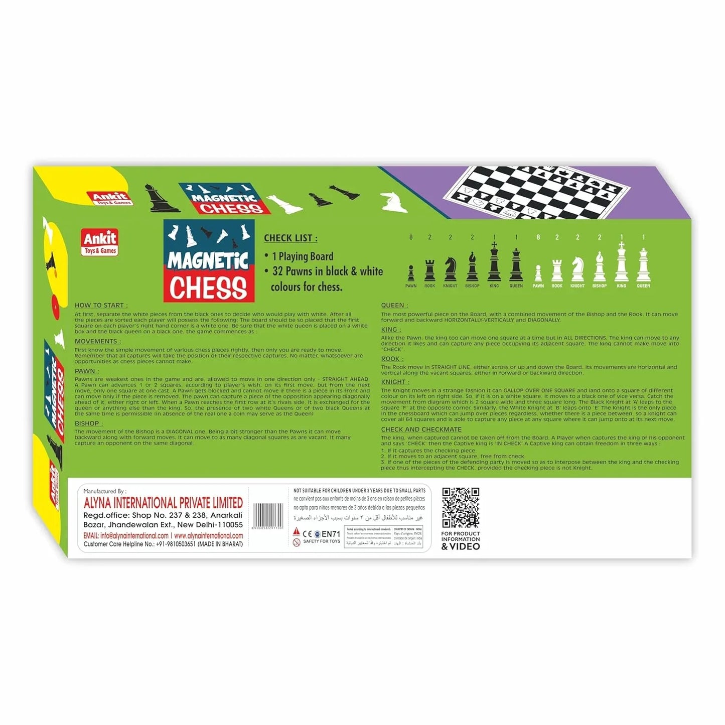 Ankit Toys Magnetic Chess 12" – Portable Travel Chess Set for Kids & Adults