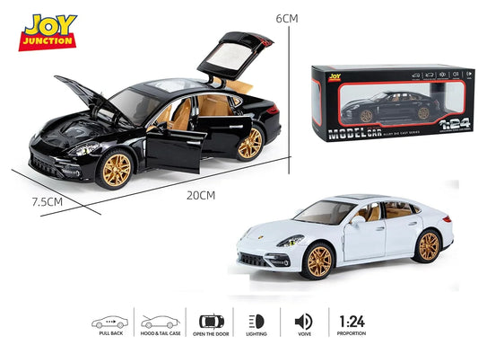 Joy Junction 1:24 Porsche Panamera Die-Cast Model Car – Alloy Metal Pull Back Toy Car with Openable Doors, Light & Music - Jaiman Toys