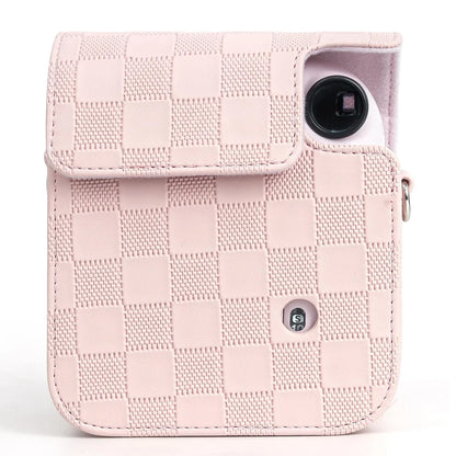 Checkmate Style – Chess Board PU Leather Camera Case for Instax Mini 12 with Adjustable Strap - Blossom Pink - Jaiman Toys