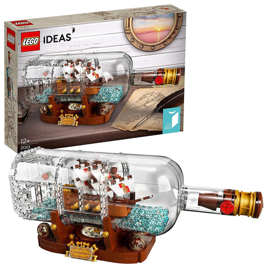 LEGO 21313 Ideas Ship in a Bottle Building Set for Adults – Collectible Nautical Display Model (962 Pieces)