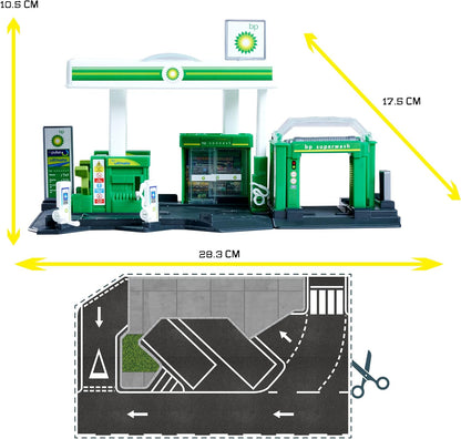Majorette 1:64 Scale BP Petrol Station Playset with Iveco Eurocargo Fuel Tanker, Fuel Pumps, EV Charger, Car Wash, Shop & 6 Parking Spaces – Vehicle Role-Play Toy for Kids Ages 5+