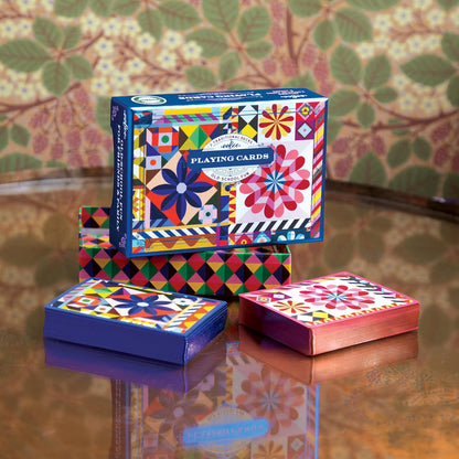 EeBoo Sunshine Garden Playing Cards – 2 Gilded Decks in Gift Box