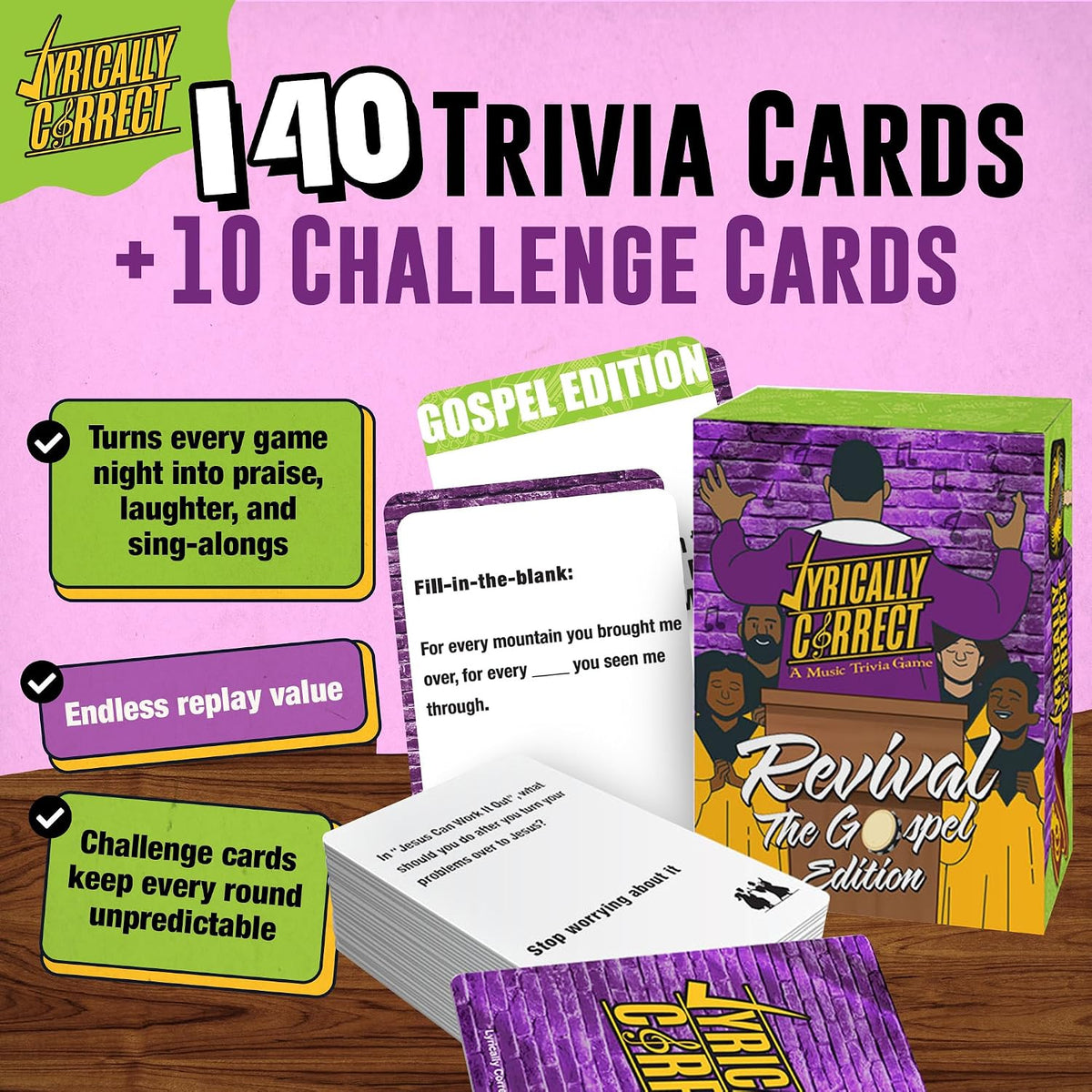 Lyrically Correct Revival: The Gospel Edition | Standalone Christian Music Card Game for Families, Church Groups & Adults