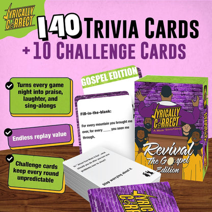 Lyrically Correct Revival: The Gospel Edition | Standalone Christian Music Card Game for Families, Church Groups & Adults