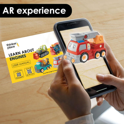 ThinkerPlace 2-in-1 Detachable Fire Truck | Buildable DIY Assembly Rescue Vehicle Toy for Kids