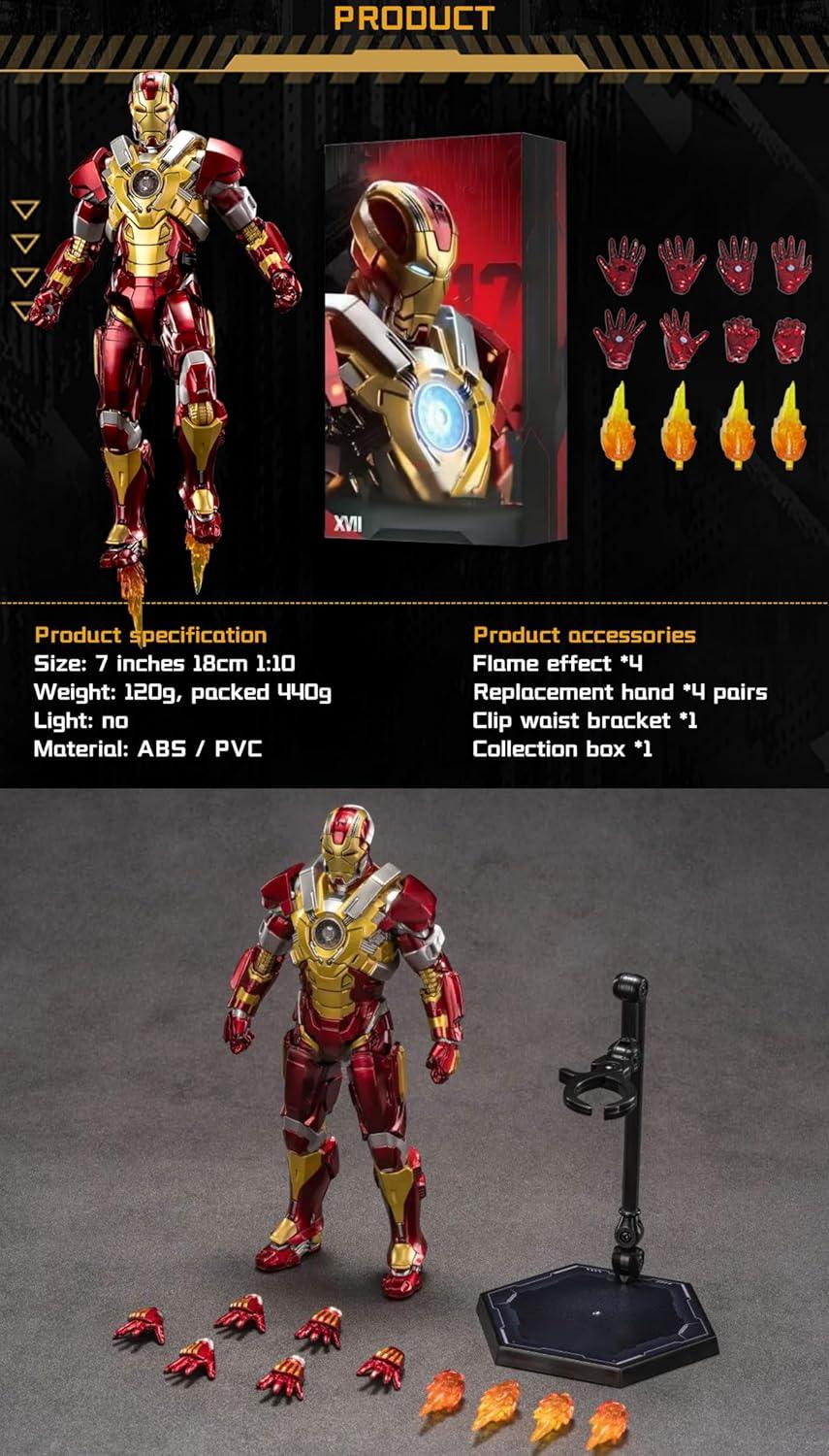 ZD Toys Marvel Iron Man Mark XVII (17) Heartbreaker 1/10 Scale 7” Action Figure – with Accessories - Jaiman Toys