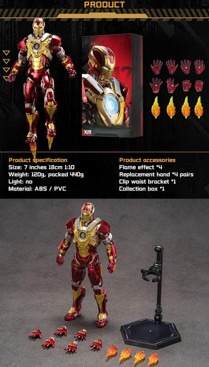 ZD Toys Marvel Iron Man Mark XVII (17) Heartbreaker 1/10 Scale 7” Action Figure – with Accessories - Jaiman Toys