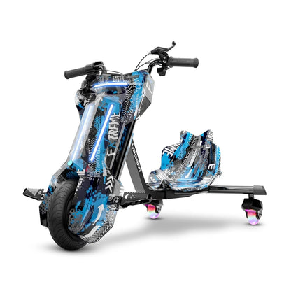 Uboard Blue 3-Wheel Drifter for Kids 6+: LED Lights, Bluetooth Front Disc Brakes - Jaiman Toys