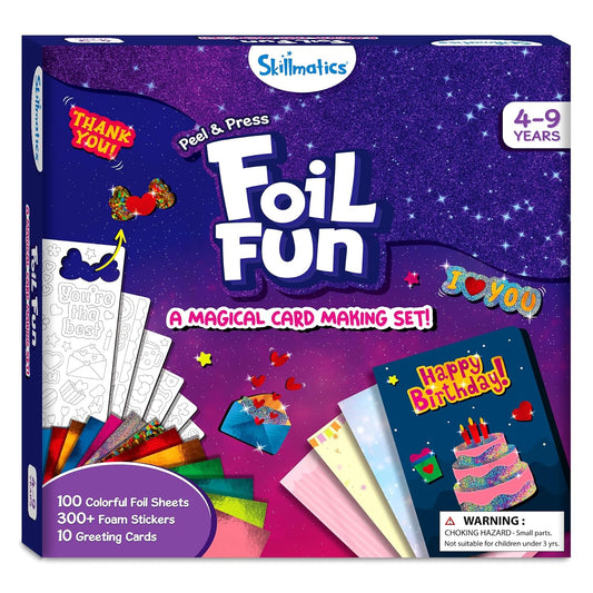 Skillmatics Art & Craft Activity-Foil Fun Card Making Set, No Mess Art for Kids, Craft Kits & Supplies, DIY Creative Activity, Gifts for Girls & Boys Ages 4, 5, 6, 7, 8, 9, Travel Toys