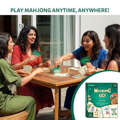 Gouda Games Mahjong Go! Card Game – Fast-Paced Travel Mahjong Strategy Game for 4 Players | Compact Mahjong Cards | Family & Party Game (Age 10+)