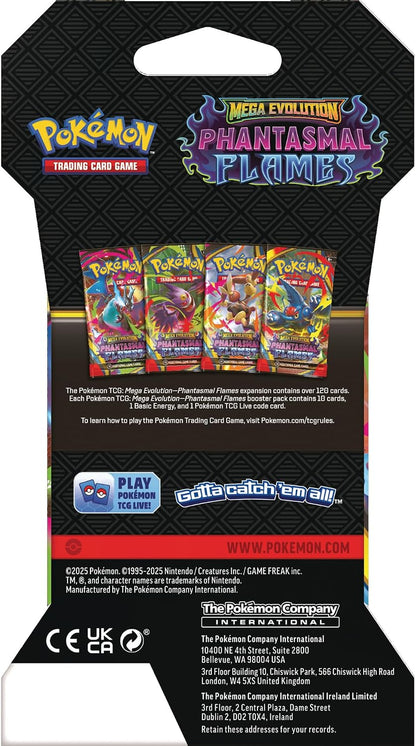 Pokemon TCG: Mega Evolution Phantasmal Flames Sleeved Booster Pack – 10 Additional Game Cards (Assorted)