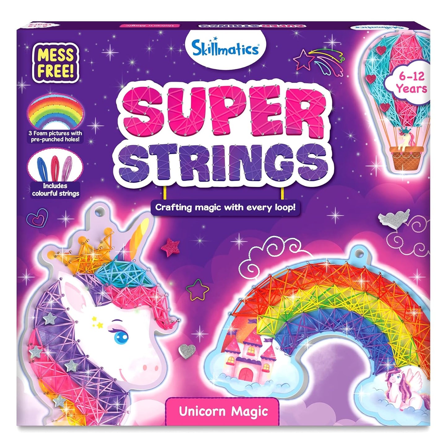 Skillmatics Art & Craft Activity - Super Strings Unicorn Magic, Mess-Free Art for Kids, Craft Kits & Supplies, DIY Creative Activity, Gifts for Girls & Boys Ages 6, 7, 8, 9, 10, 11, 12