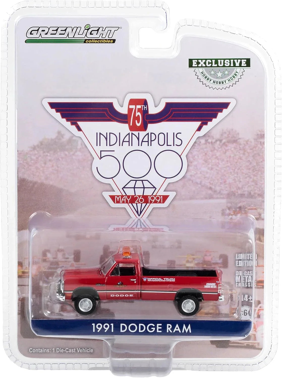 Greenlight 75th Indianapolis 500 Exclusive – 1991 Dodge Ram Fire Truck (1:64 Scale Die-Cast) - Jaiman Toys