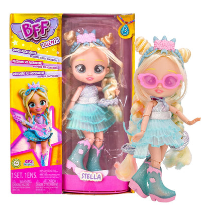 Cry Babies Magic Tears BFF Top Fashion Series 3 Stella Doll | 20 cm Fashion Dress-Up Doll, Guitar & Accessories | Collectible BFF Doll for Kids Ages 3+