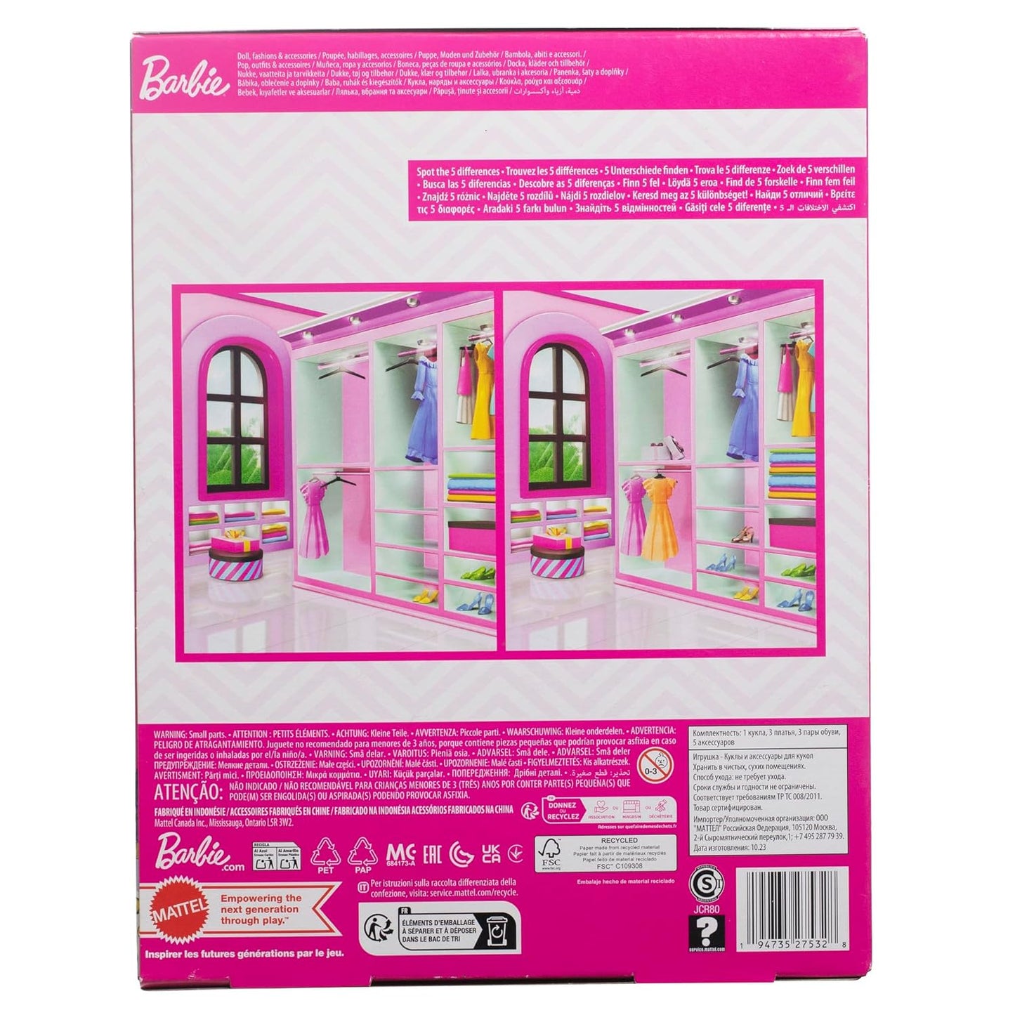 Barbie Doll with Clothes & Accessories | 4 Complete Outfits | Fashion Play Doll for Kids 3–8 Years