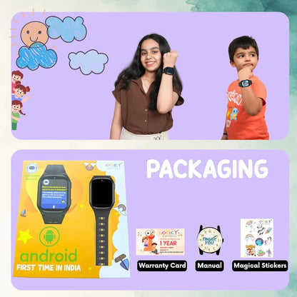 SPIKY Android 4G Video Calling Kids Smartwatch with Built in Jarvis AI | GPS Location Tracking | SOS, Water Resistant, 800 mah Super Battery | Suitable for 4 to 14 Years Kids- 3 colors