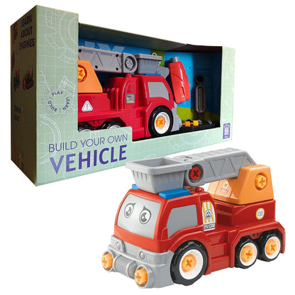 ThinkerPlace 2-in-1 Detachable Fire Truck | Buildable DIY Assembly Rescue Vehicle Toy for Kids