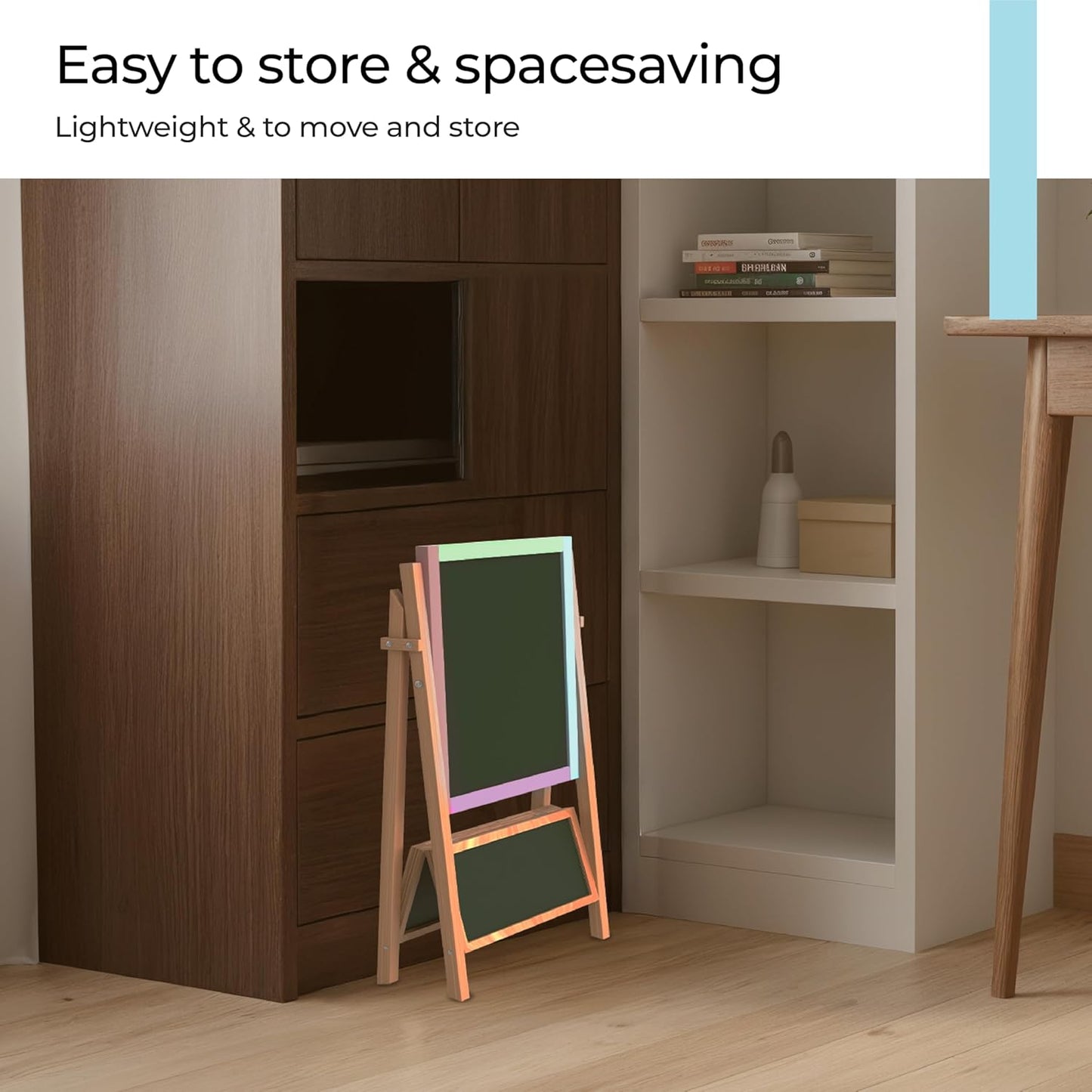 Simarr 2-in-1 Space Kids Writing Board – Double Sided Blackboard & Whiteboard with Stand | Learning & Drawing Board for Kids