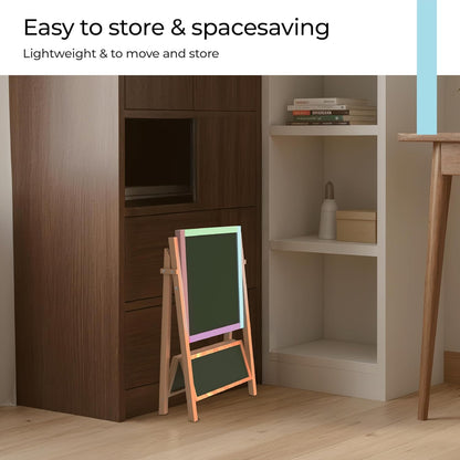 Simarr 2-in-1 Space Kids Writing Board – Double Sided Blackboard & Whiteboard with Stand | Learning & Drawing Board for Kids