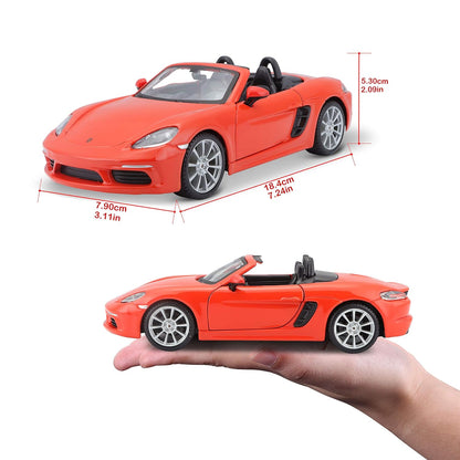 Bburago Die-Cast 1:24 Scale Porsche 718 Boxster Car (Orange)