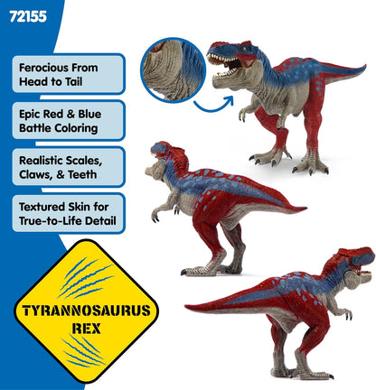 schleich Dinosaurs - Red and Blue T Rex Action Figure with Movable Jaw - 11" Length, Realistic Tyrannosaurus Rex Dino Figurine - Large Dinosaur Toy for Imaginative Play Boys and Girls Ages 5+ | 72155