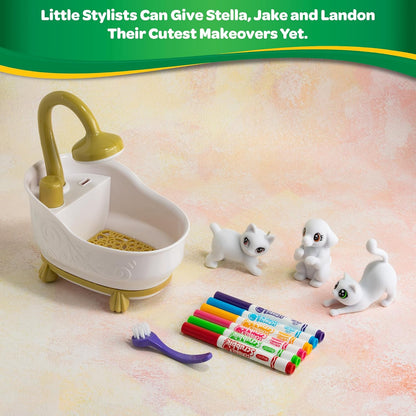 Luxor Crayola Scribble Scrubbie Pets Glam Pack | Color & Clean Washable Pet Playset for Kids