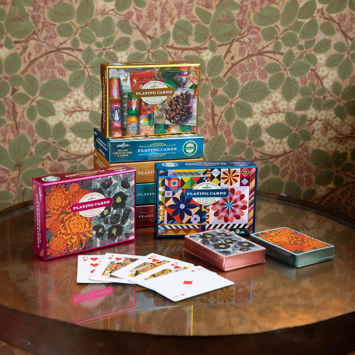 EeBoo Sunshine Garden Playing Cards – 2 Gilded Decks in Gift Box