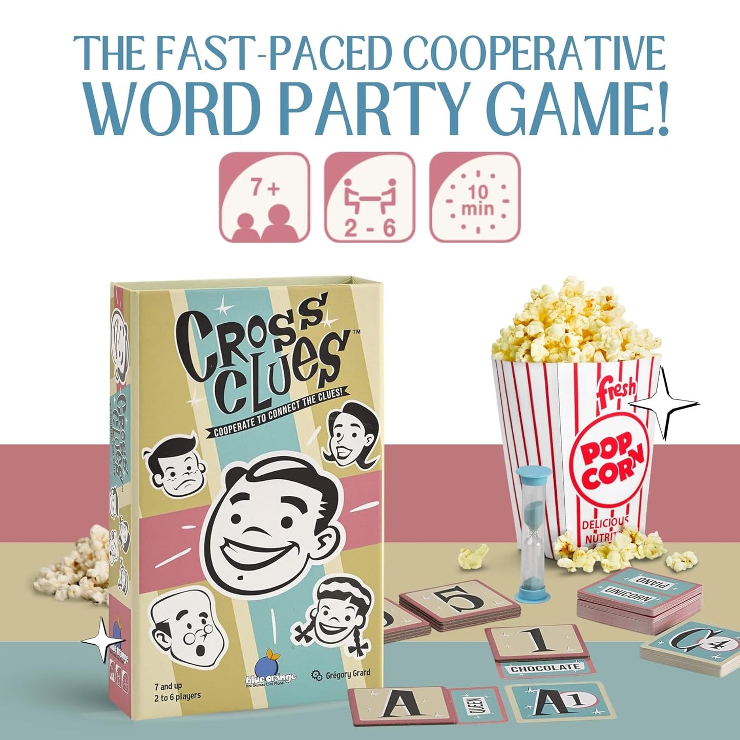 Cross Clues Cooperative Word Game by Blue Orange Games – Fast Family & Party Game for 2–6 Players (Ages 7+)