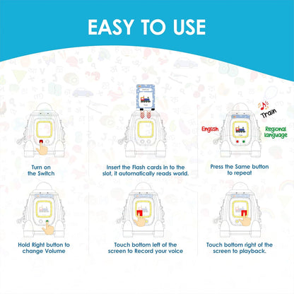 Zephyr Baby Lingo Pro English–Hindi Talking Flash Card Learning Toy, 6 Months+