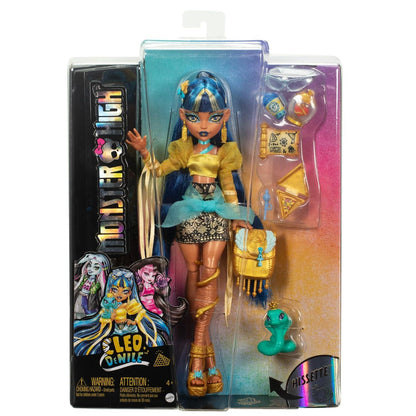 Monster High Cleo De Nile Doll – Golden Blouse & Layered Skirt | Includes Pet Cobra Hissette, Backpack & Accessories - Jaiman Toys