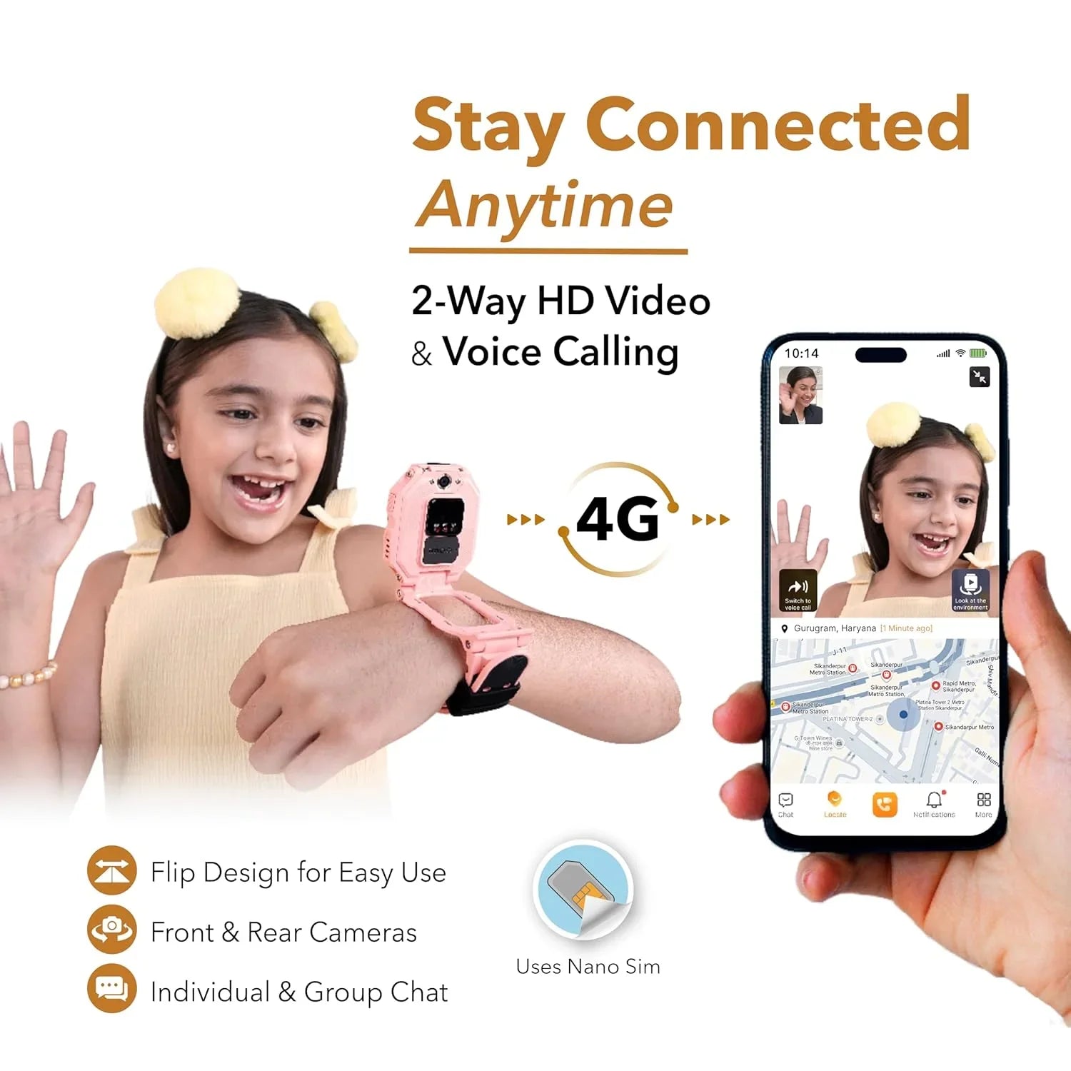 imoo Kids Watch Phone Z7 [4G Cellular + GPS + Health], 4G Smartwatch, HD Video & Voice Call, GPS Enabled with 14 Days Historical Track, Kids Emotion. - Jaiman Toys