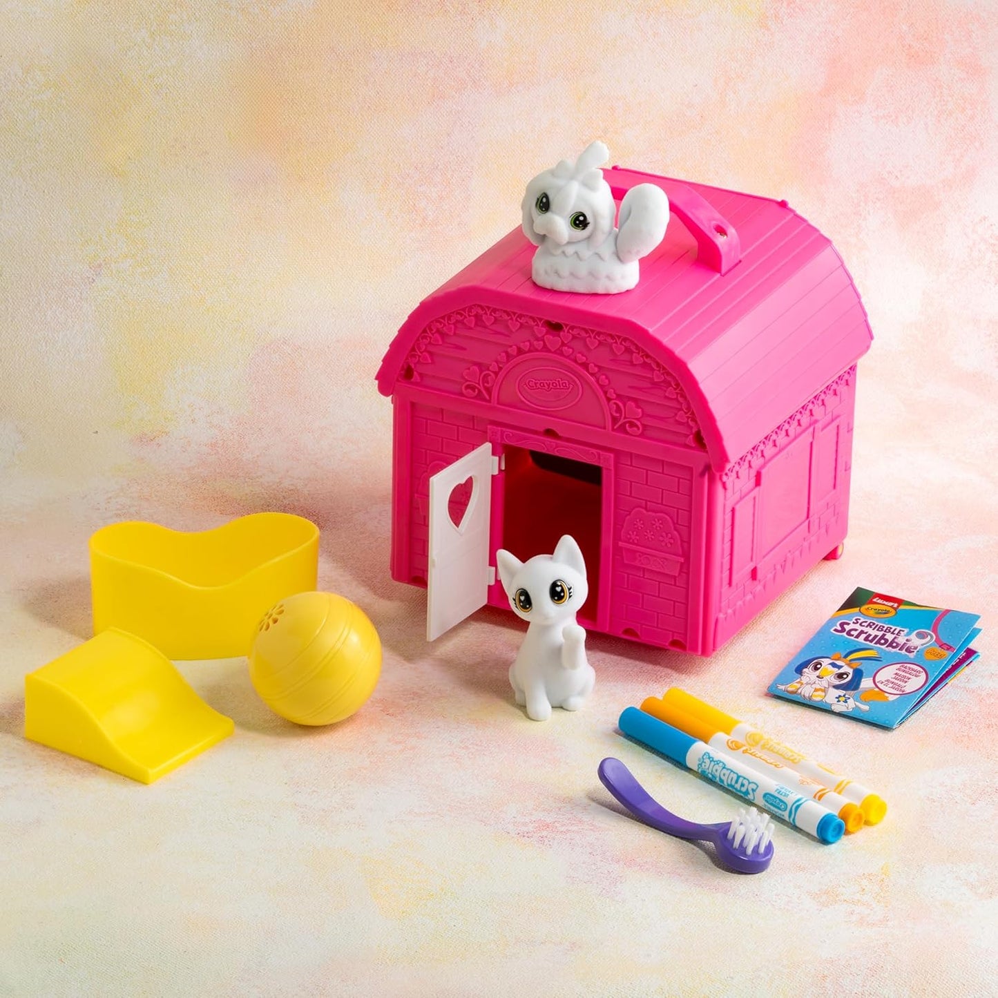 Luxor Crayola Scribble Scrubbie Pets Backyard Bungalow Playset | Color & Clean Washable Pet Activity Set