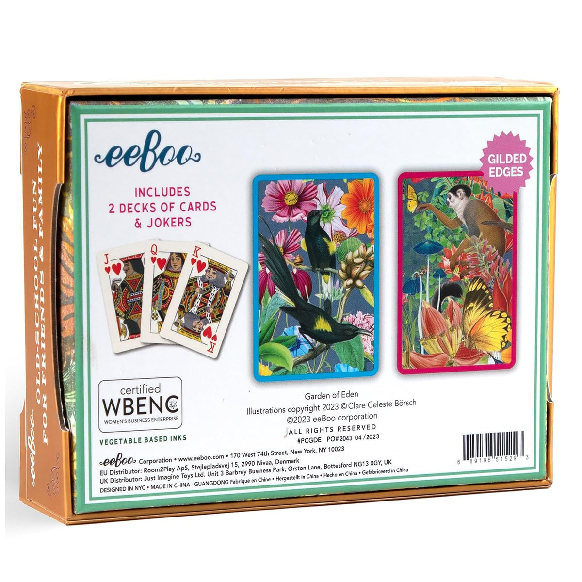 EeBoo Garden of Eden Playing Cards – 2 Gilded Decks in Gift Box
