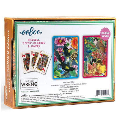 EeBoo Garden of Eden Playing Cards – 2 Gilded Decks in Gift Box