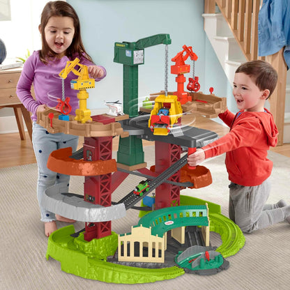 Thomas & Friends Multi-Level Toy Track Set, Trains & Cranes Super Tower, 2.5 Ft Tall with 3 Characters for Preschool Kids Ages 3+ Years - GXH09