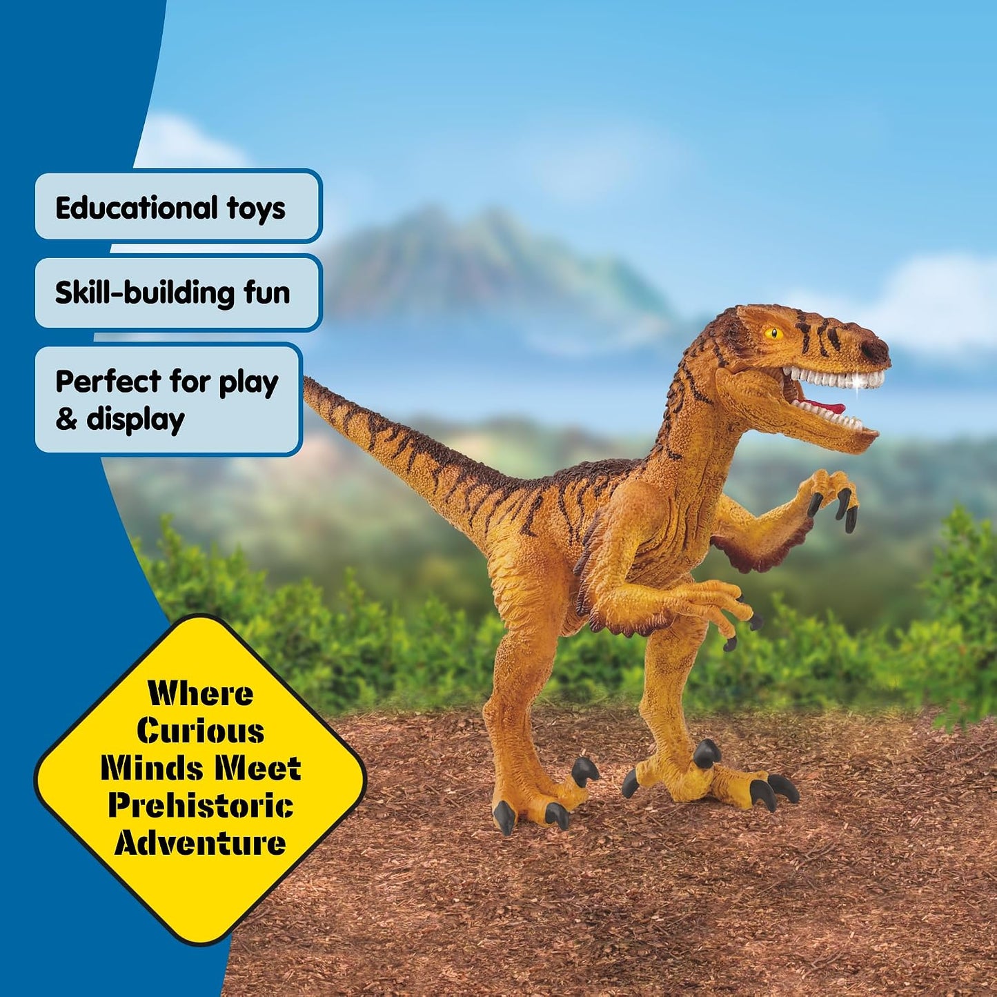 Schleich Dinosaurs - Velociraptor Toy Figurine - Kids Ages 4+, 15045 | Dinosaur Figurine, Realistic Animal Toys, Dino Figure for Boys and Girls, Screen-Free Imaginative Pretend Play
