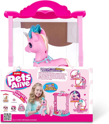 Pets Alive My Magical Unicorn and Stable Battery Powered Interactive Robotic Toy Playset by ZURU - Jaiman Toys