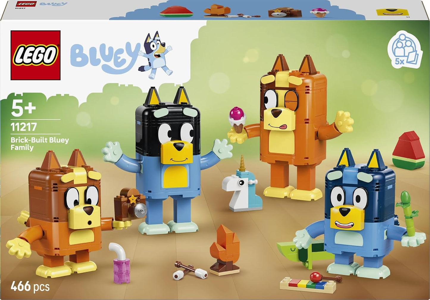 LEGO® Bluey Brick-Built Bluey Family 11217 Toy Set, 466 Pieces