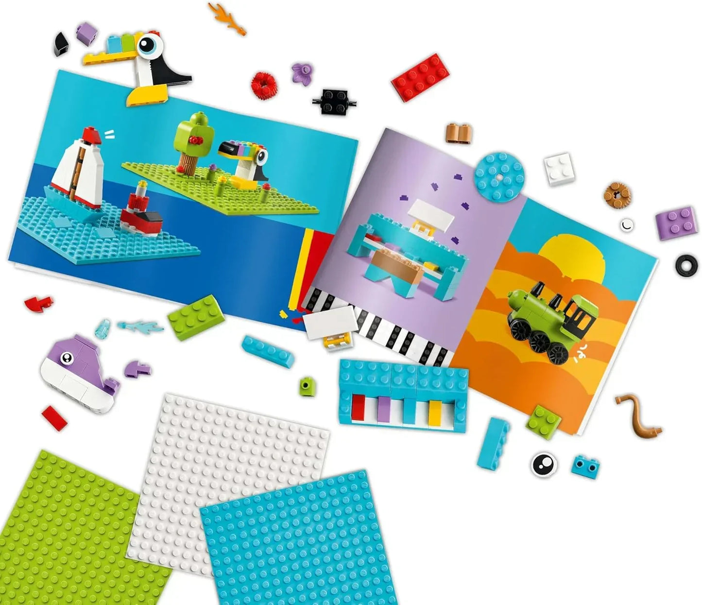 LEGO Classic 11044 Creative Build-and-Play Box - Colourful Bricks Set - Build a House, Dog, Fire Engine Toy, Piano Keyboard, Clouds & Rainbow - Arts and Crafts Kit for 5+ Year Old Boys & Girls