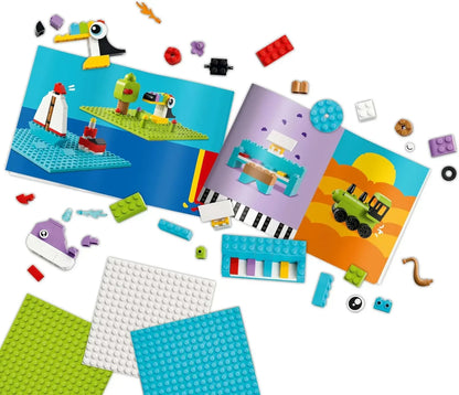 LEGO Classic 11044 Creative Build-and-Play Box - Colourful Bricks Set - Build a House, Dog, Fire Engine Toy, Piano Keyboard, Clouds & Rainbow - Arts and Crafts Kit for 5+ Year Old Boys & Girls