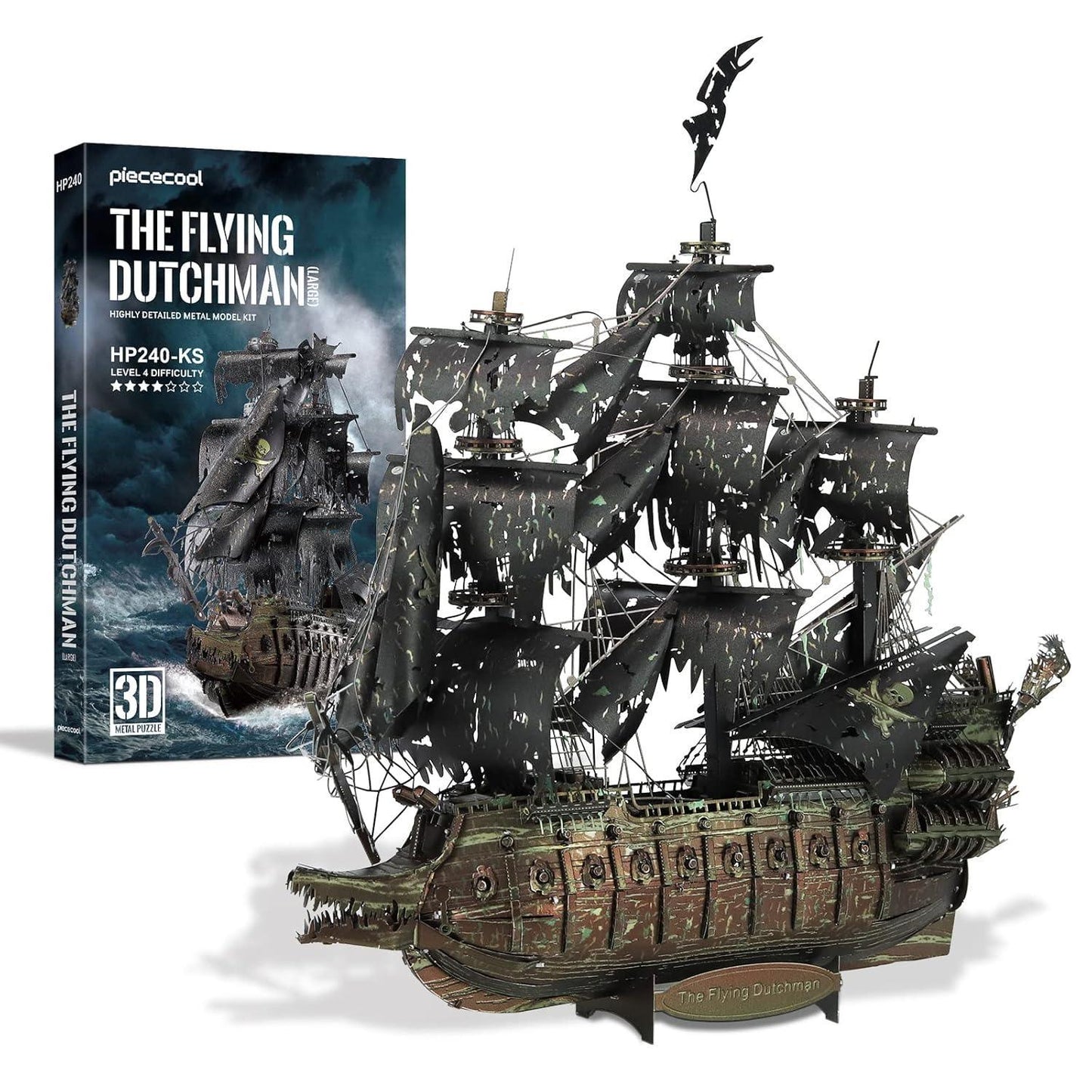 Piececool  3D Metal Puzzle The Flying Dutchman (Large) Ghost Ship – 369 Pieces – Level 4 Difficulty – Stainless Steel DIY Model Kit- Age16+
