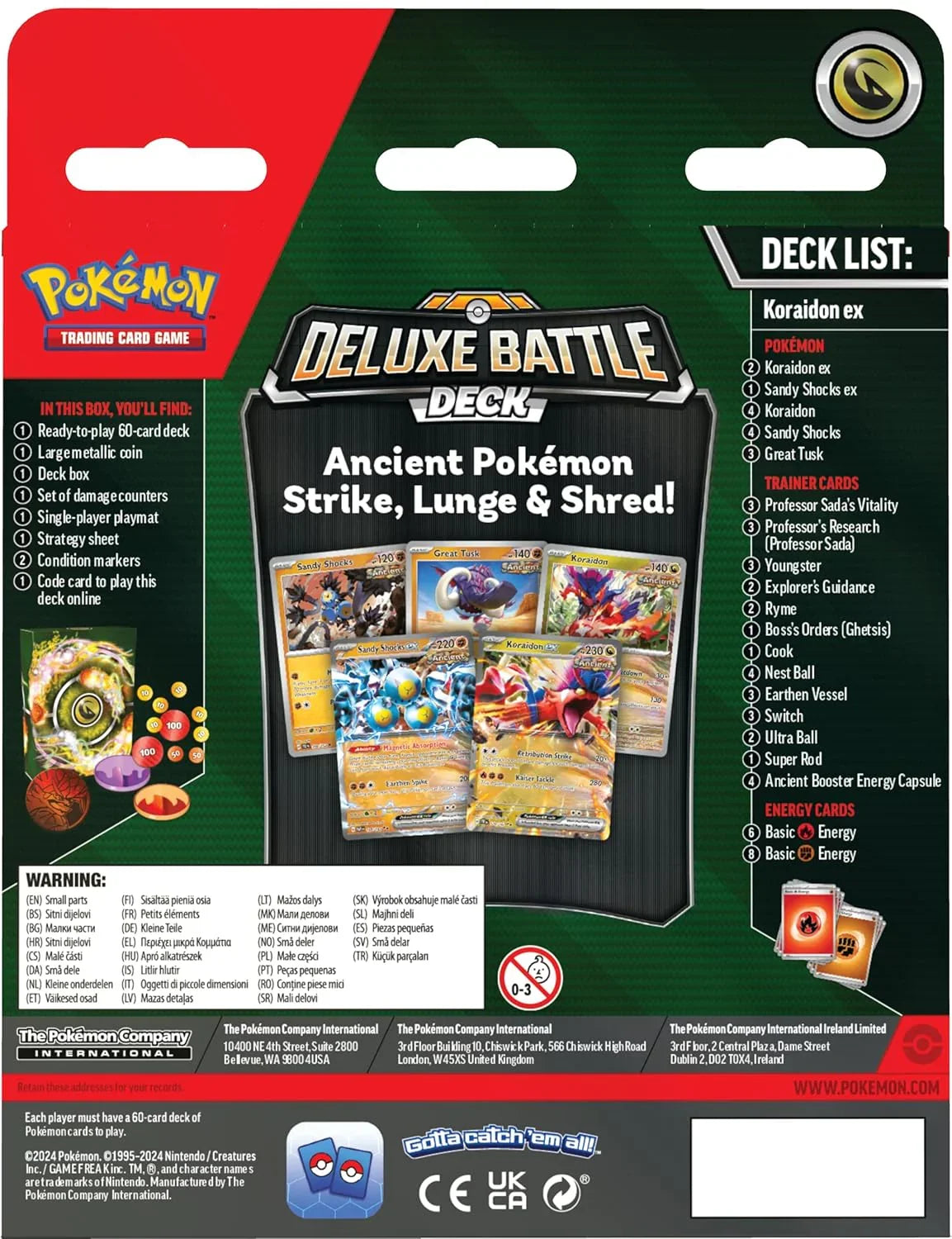 Original Pokémon TCG Koraidon EX Deluxe Battle Deck | 60-Card Ready-to-Play Deck for Kids & Collectors