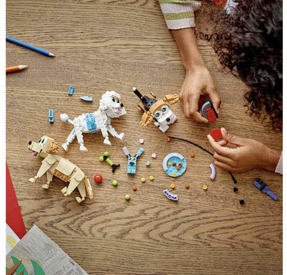LEGO 31137 Creator 3in1 Adorable Dogs Building Set (475 Pieces) | Build 7 Dog Breeds | Creative Animal Toy for Kids 7+
