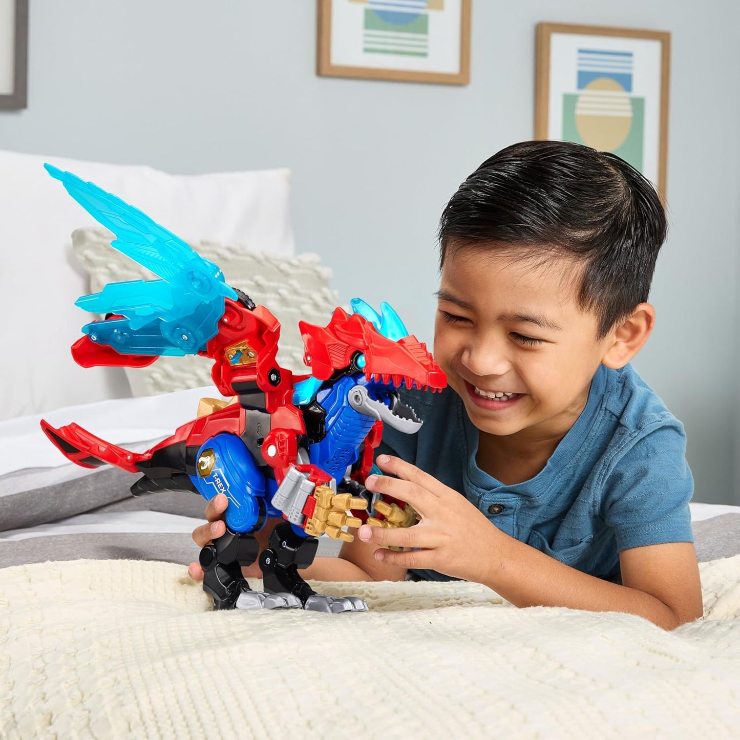 VTech Switch & Go Boost Thunder the T-Rex | 2-in-1 Transforming T-Rex, Race Car & Powerful Dragon | Lights, Sounds & Interactive Dinosaur Toy for Kids 4+ Years
