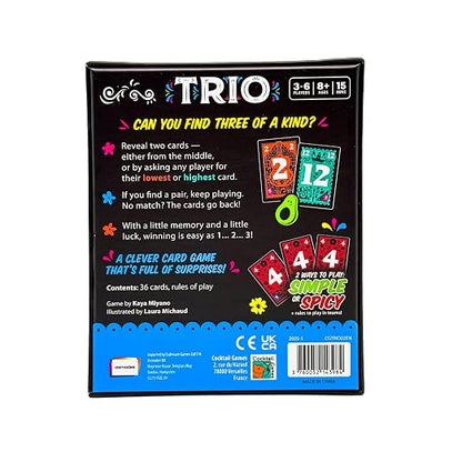Trio Card Game by Blue Orange Games – Fast Deduction & Memory Family Game for Kids & Adults (3–6 Players, Ages 7+)