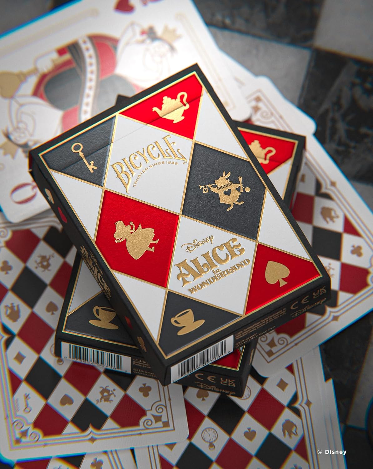 Bicycle Disney Alice in Wonderland Playing Cards – Collectible Deck with Air-Cushion Finish & Gold Foil Box