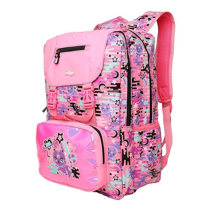 Smiggle Away Foldover Backpack – Pink | 16-Inch  Zipped Pockets & Dual Bottle Holders