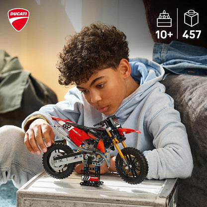 LEGO 42238 Technic Ducati Desmo450 MX Factory Motorcycle – 457-Piece Motocross Bike Building Set, Ages 10+