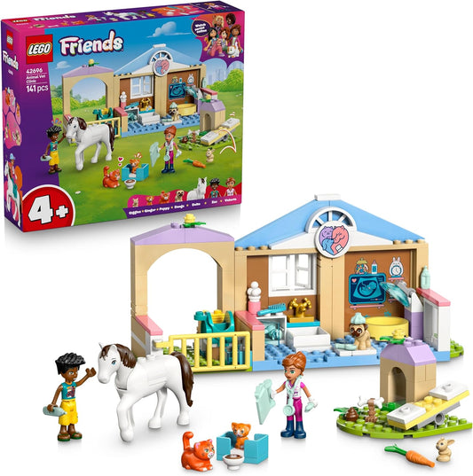LEGO Friends 42696 Animal Vet Clinic - Educational Toy w/a Horse Stable, 2 Mini Dolls, Pet Dog, Bunny & Cat Figures Plus Accessories - Birthday Gift for 4+ Year Old Girls