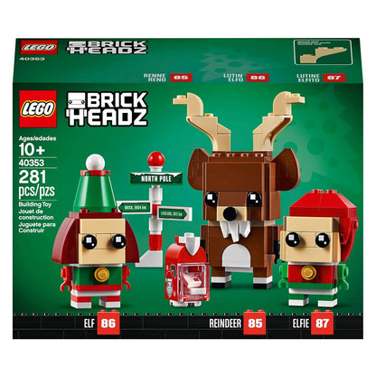 LEGO 40353 Brickheadz Reindeer, Elf & Elfillo Christmas Decorations (281 Pieces)